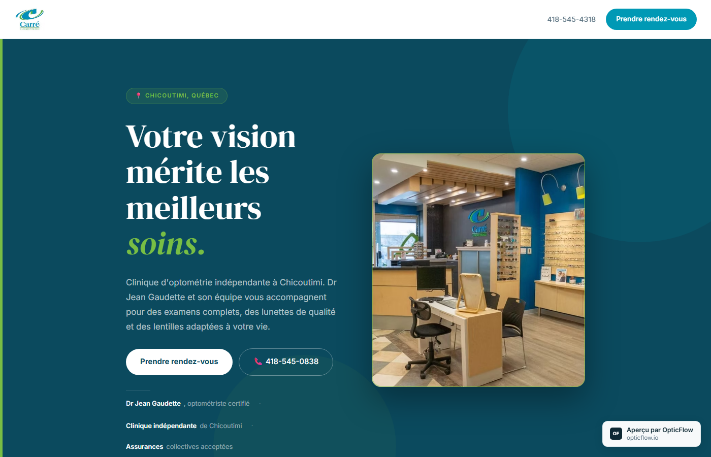 Carré Clinique Visuelle — aperçu site vitrine