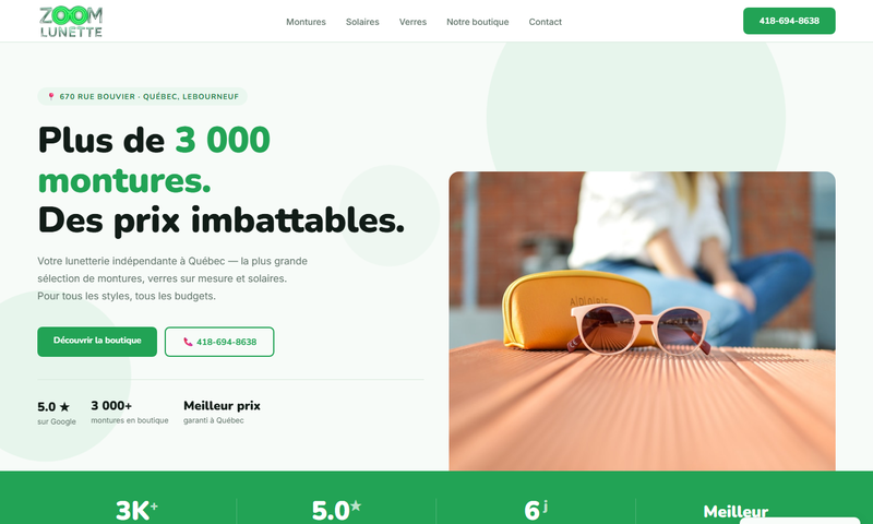 Zoom Lunette — aperçu site vitrine